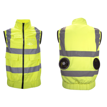 Al-Gard CVY Hi-Vis Yellow Safety Vest Polyester Cotton Class 2, Fitted W Fans (Sold W/O powerbank) - Safety Solutions Singapore