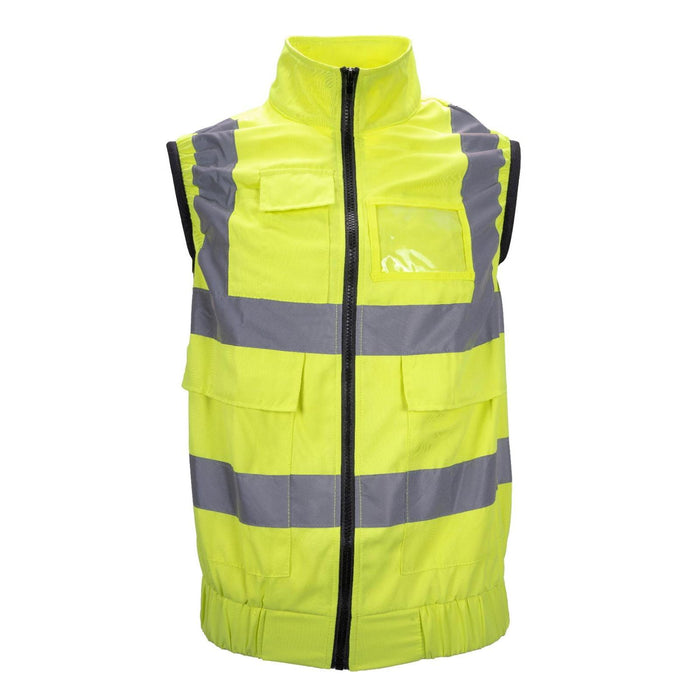 Al-Gard CVY Hi-Vis Yellow Safety Vest Polyester Cotton Class 2, Fitted W Fans (Sold W/O powerbank) - Safety Solutions Singapore