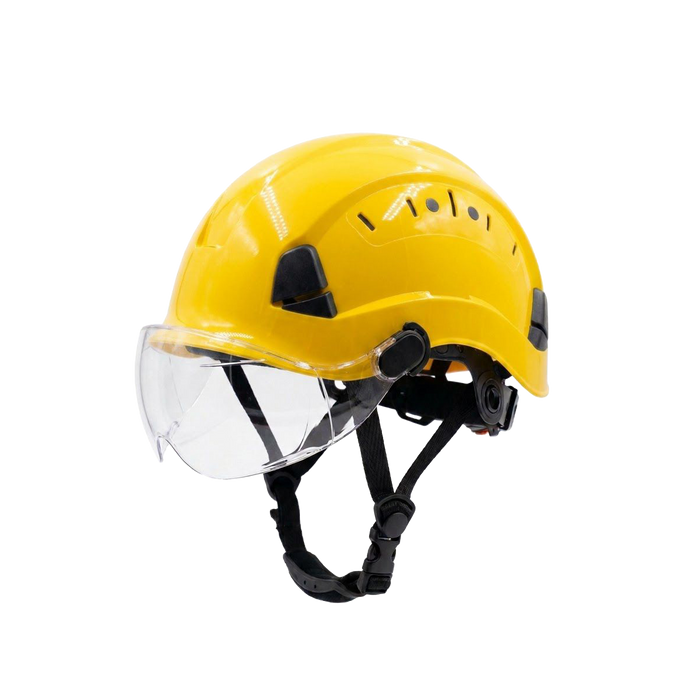 Al-Gard SF06YC ABS EN397 & Z89.1 Safety Helmet w/ EN16321 & Z87+ Protective Visor, Yellow/Clear