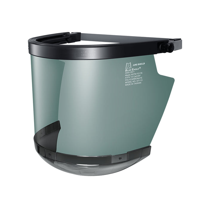 Blue Eagle GT113 14 Cal/cm2 Arc Flash Face Shield  W/A8BK+ARC3PCGY, Rubber Band Type