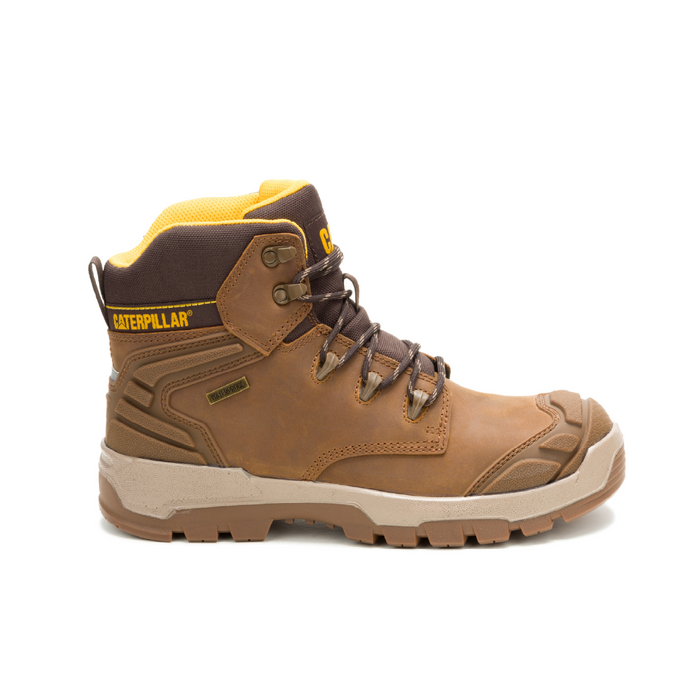Caterpillar P91816 Striver XL Waterproof Steel Toe Boots, ASTM F2413-24, Pyramid Brown