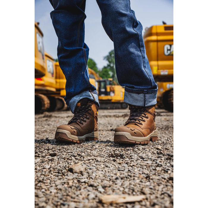 Caterpillar P91816 Striver XL Waterproof Steel Toe Boots, ASTM F2413-24, Pyramid Brown, Size US