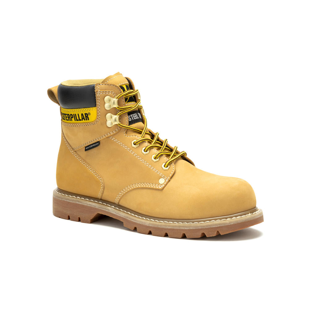 Caterpillar SECOND SHIFT ANSI F2413 11 I 75 C 75 P91659 Honey Nubuck Steel Toe Waterproof Work Boot