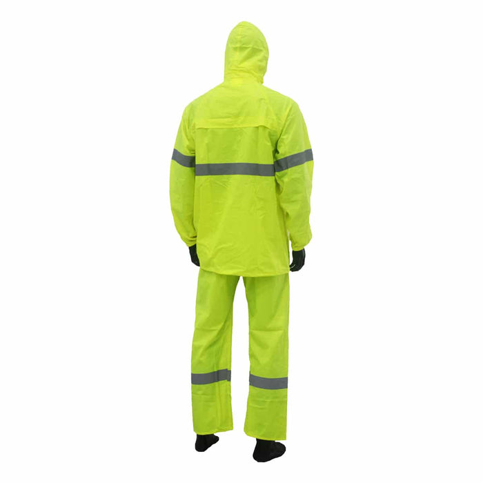 SW SHVRS-NGR Safetyware Polyester Rain Suit with Silver Reflective Stripe