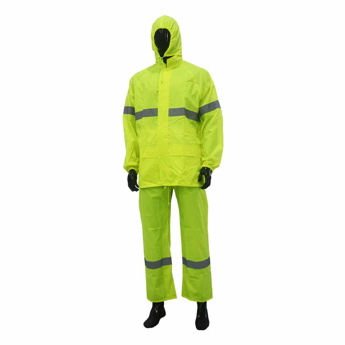 SW SHVRS-NGR Safetyware Polyester Rain Suit with Silver Reflective Stripe