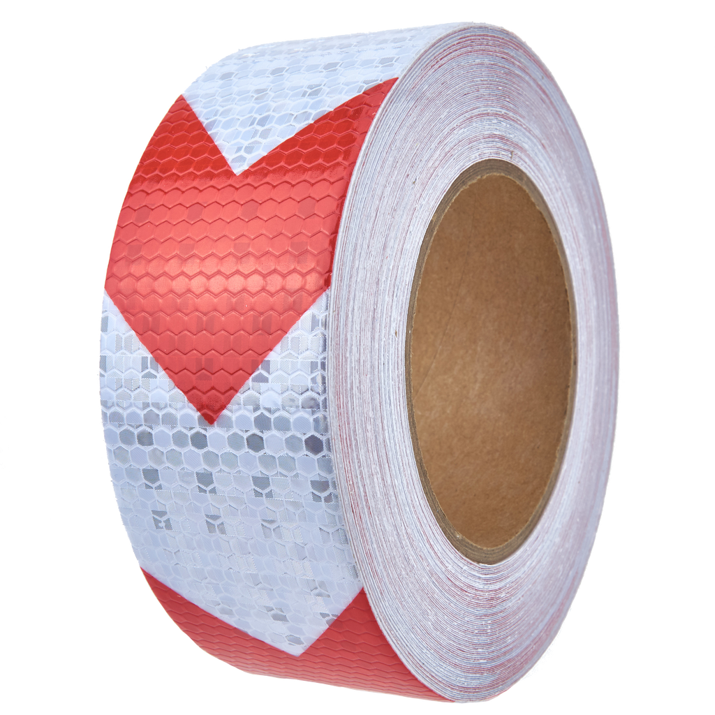 AL-Gard ALG-HRT-ARW Honeycomb Reflective Adhesive Tape, 2" x 25m (White / Red Arrows)