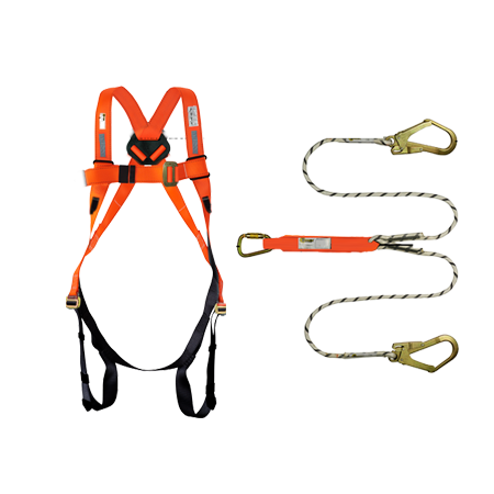 Orex Full Body Safety Harness and Dual Rope Type Lanyard with Energy Absorber
