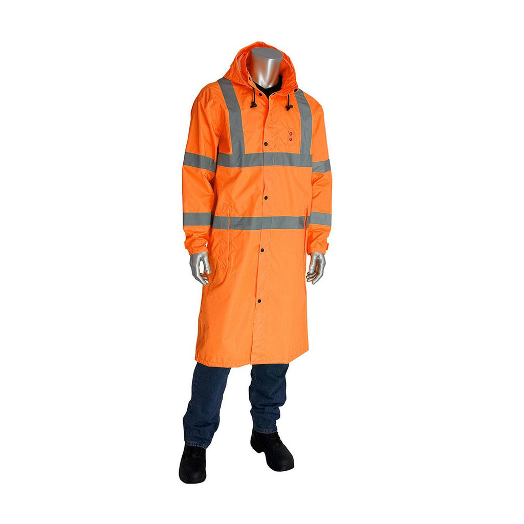 PIP 353-1048 Hooded Long Reflective Raincoat